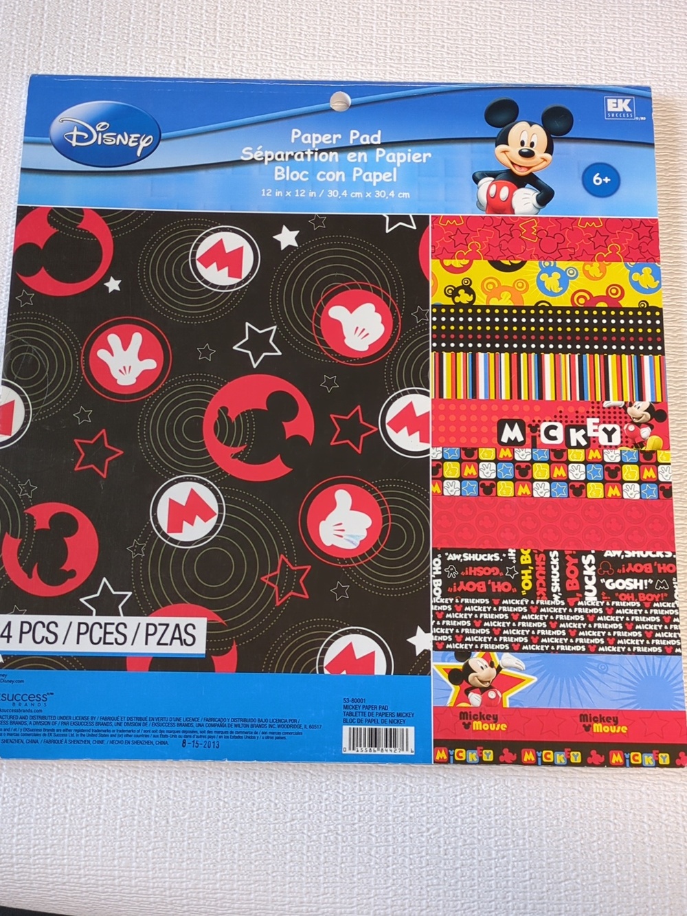 🌸EK Success Disney Paper Pad 12" x 12" - Mickey Theme, 24 thick paper pages